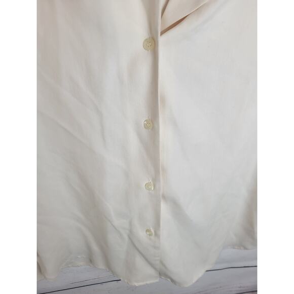 NWT Vtg Evan Picone Button Up Shirt Ivory 100% Silk Short Sleeve Women's Size 12 - Picture 7 of 15